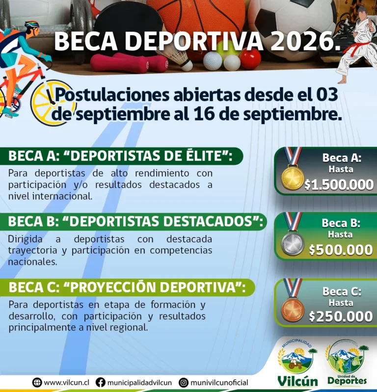 BECA DEPORTIVA 2026 | MUNICIPALIDAD DE VILCÚN