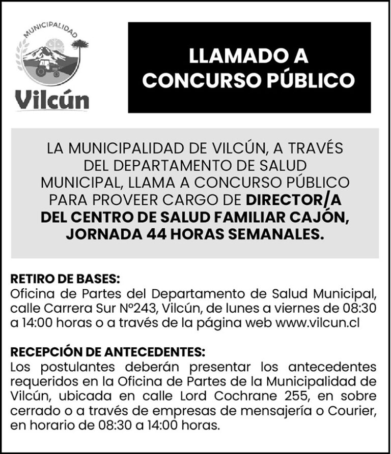 BASES LLAMADO A CONCURSO PUBLICO DIRECTOR (A) CESFAM